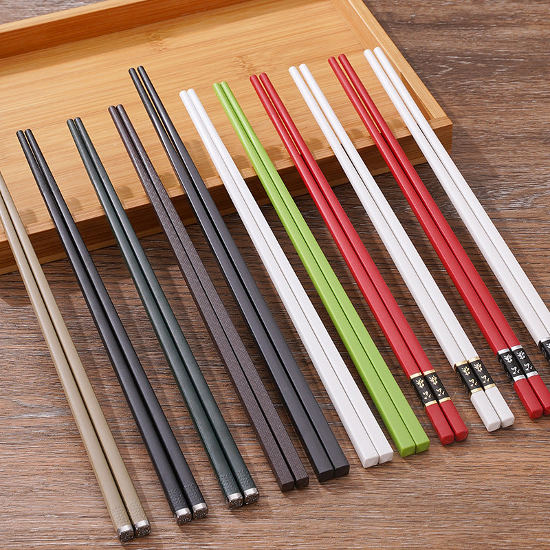 Japanese-Style Alloy Non-Slip Pointed Chopsticks - Heat-Resistant, Mold-Proof & Dishwasher Safe, Ideal for Home, Sushi Restaurants & Commercial Use